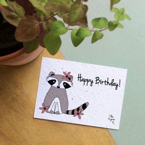 Happy Birthday Wasbeer - Plantbaar Kaartje